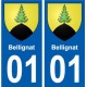 01 Bellignat ville autocollant plaque sticker