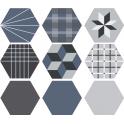Lot de 9 Carreaux de ciments hexagonales motifs différents autocollant adhésif sticker