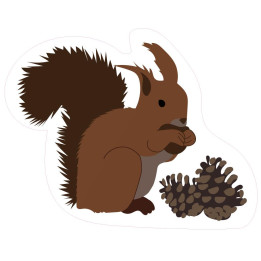 Ecureuil animaux pomme de pin cône de pin forêt autocollant adhésif sticker