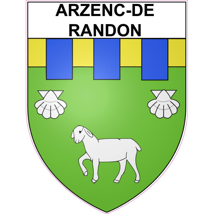 Pegatinas escudo de armas de Arzenc-de-Randon adhesivo de la etiqueta engomada