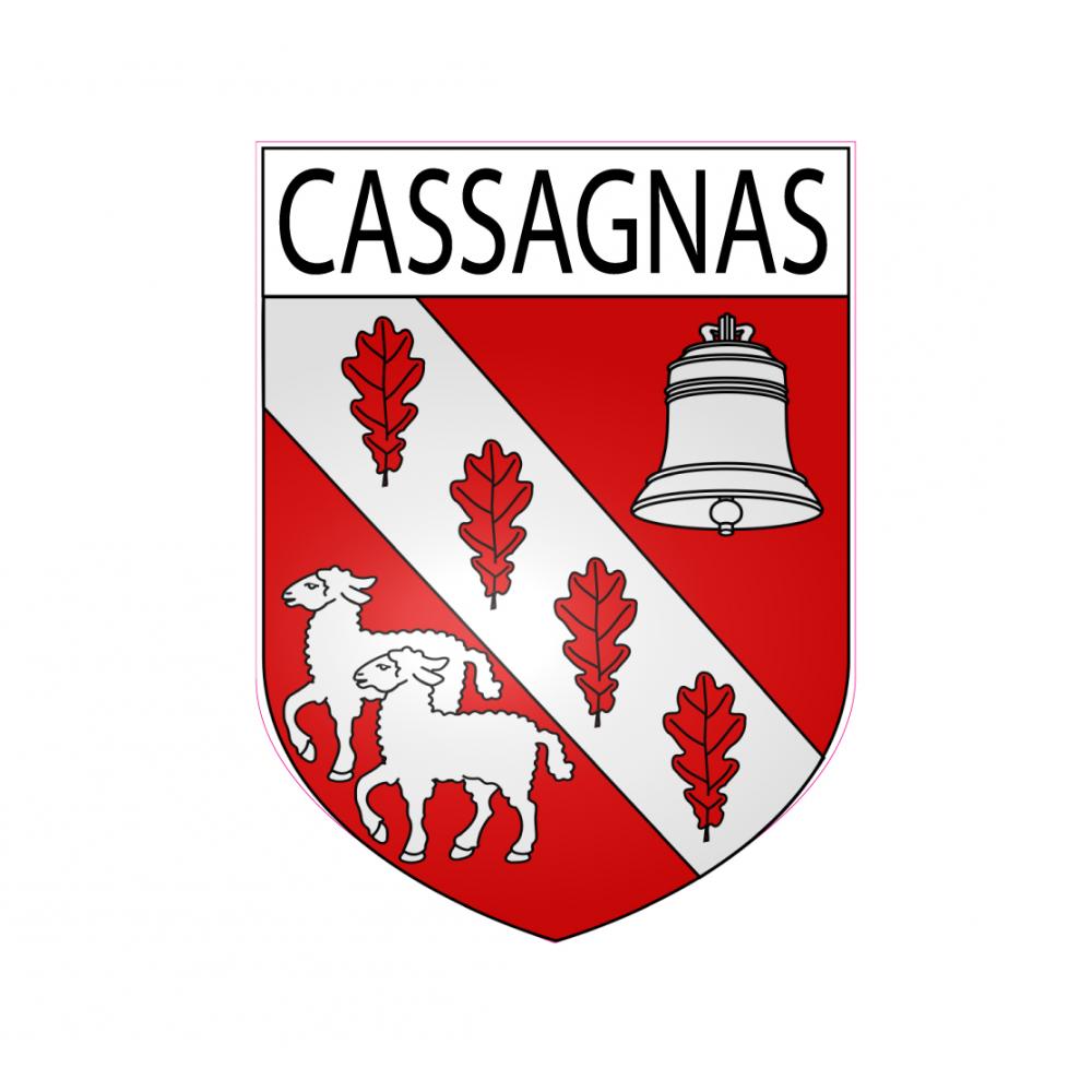 Pegatinas escudo de armas de Cassagnas adhesivo de la etiqueta engomada