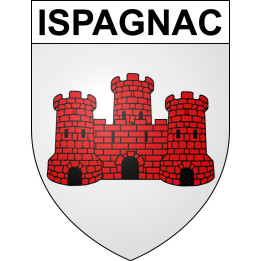 Pegatinas escudo de armas de Ispagnac adhesivo de la etiqueta engomada