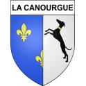 Pegatinas escudo de armas de La Canourgue adhesivo de la etiqueta engomada