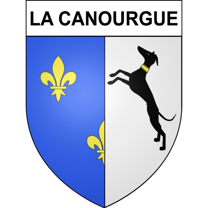 Pegatinas escudo de armas de La Canourgue adhesivo de la etiqueta engomada