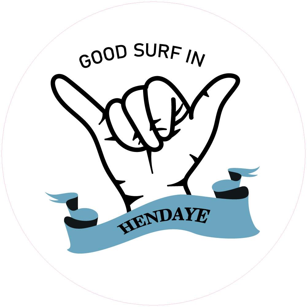 Good surf in Hendaye plage mer vague surf planche de surf autocollant adhésif auto voiture support sticker logo317