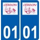 01 Cerdon logo ville autocollant plaque sticker