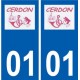 01 Cerdon logo ville autocollant plaque sticker