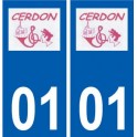 01 Cerdon logo ville autocollant plaque sticker