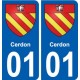 01 Cerdon ville autocollant plaque sticker