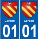 01 Cerdon ville autocollant plaque sticker