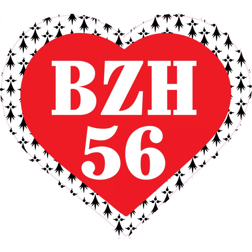 BZH 56 Morbihan symbole breton coeur drapeau Gwenn Ha Du Breizh Bretagne auto voiture support autocollant sticker logo786