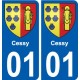 01 Cessy ville autocollant plaque sticker