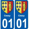 01 Cessy ville autocollant plaque sticker