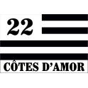 22 Côte d'Amor drapeau Gwenn Ha Du Bretagne Breizh BZH autocollant auto voiture support sticker logo359