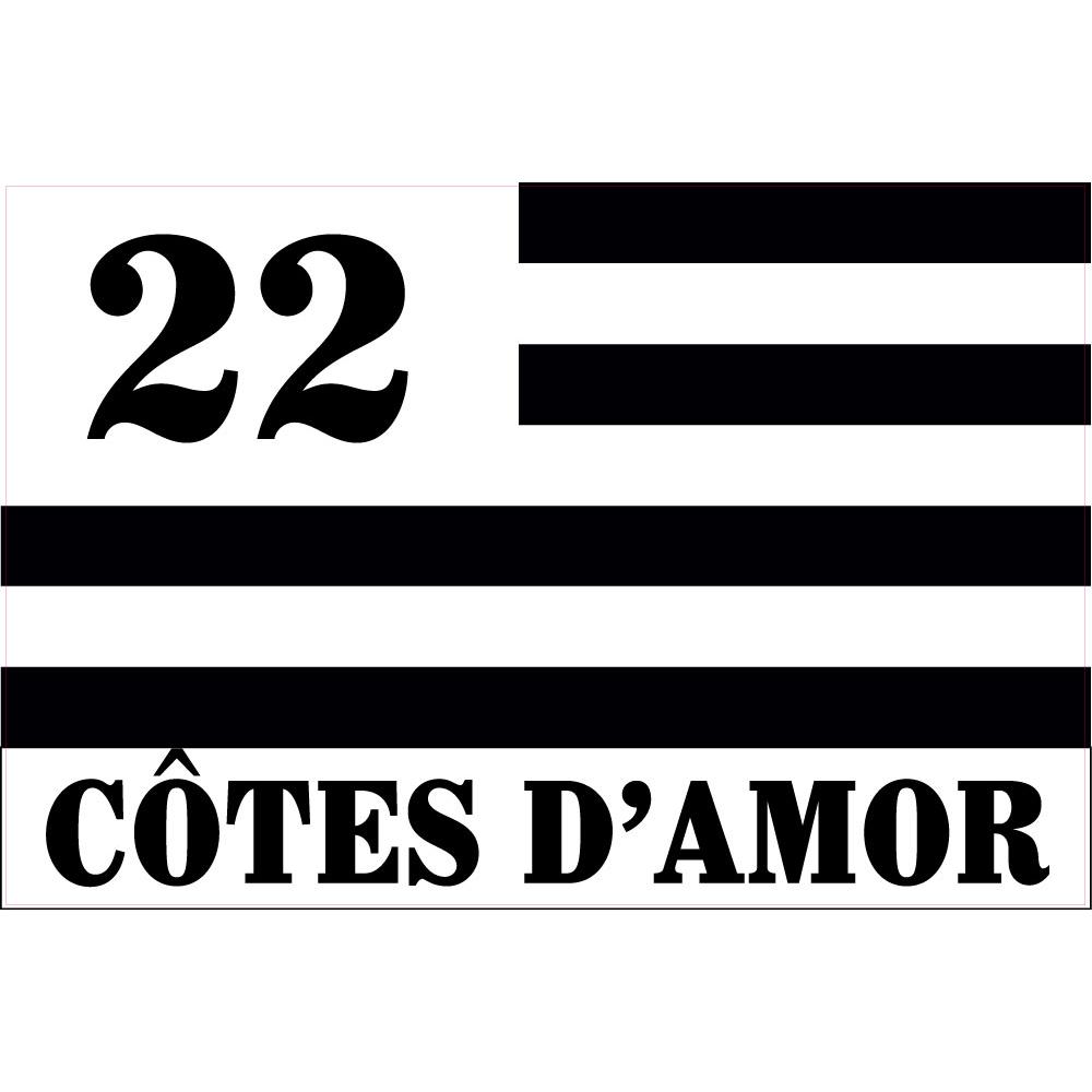 22 Côte d'Amor drapeau Gwenn Ha Du Bretagne Breizh BZH autocollant auto voiture support sticker logo359