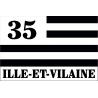 35 Ille-et-Vilaine drapeau Gwenn Ha Du Bretagne Breizh BZH autocollant auto voiture support sticker logo973