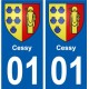 01 Cessy ville autocollant plaque sticker