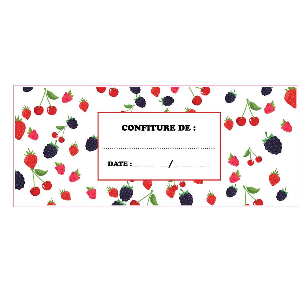 Lot de 60 Etiquette confiture dessin fruits rouges bocaux maison autocollant sticker logo548