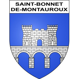 Pegatinas escudo de armas de Saint-Bonnet-de-Montauroux adhesivo de la etiqueta engomada