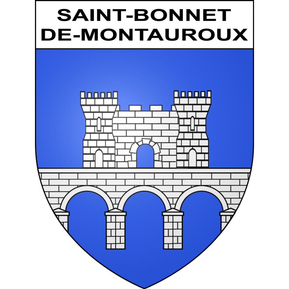 Pegatinas escudo de armas de Saint-Bonnet-de-Montauroux adhesivo de la etiqueta engomada