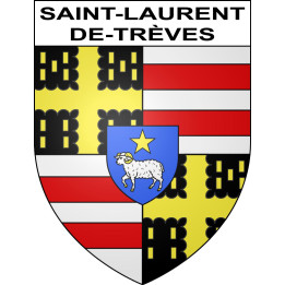 Pegatinas escudo de armas de Saint-Laurent-de-Trèves adhesivo de la etiqueta engomada