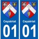 01 Ceyzériat ville autocollant plaque sticker