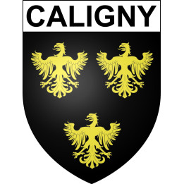 Pegatinas escudo de armas de Caligny adhesivo de la etiqueta engomada