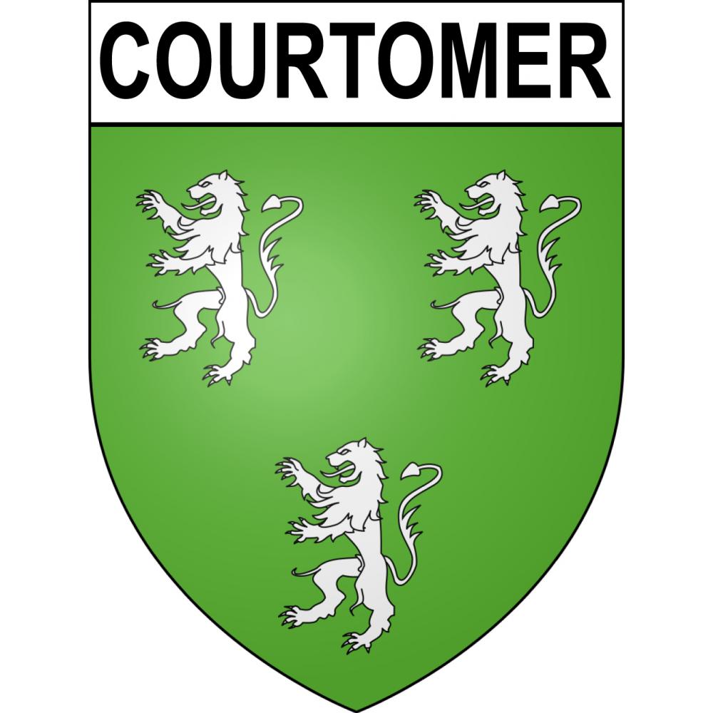 Pegatinas escudo de armas de Courtomer adhesivo de la etiqueta engomada