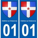 01 Châtillon-sur-Chalaronne ville autocollant plaque sticker