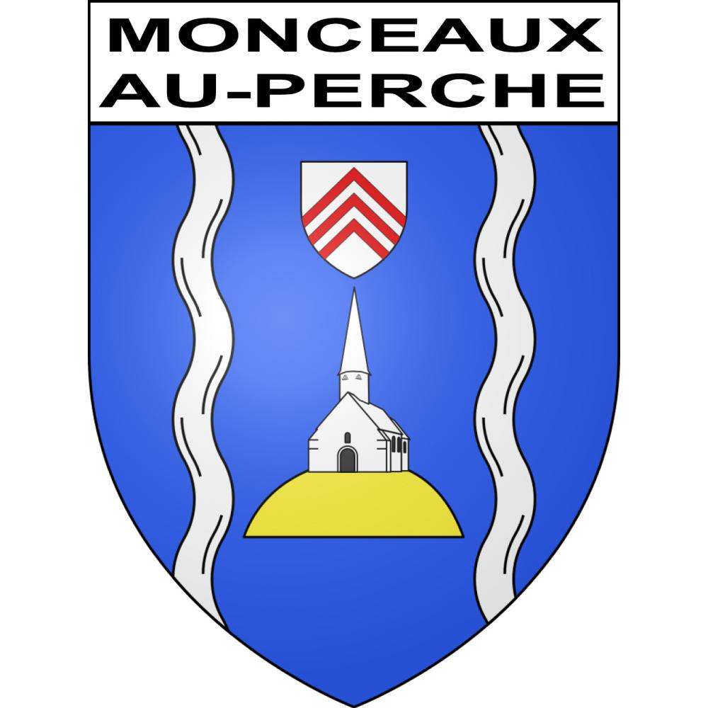 Pegatinas escudo de armas de Monceaux-au-Perche adhesivo de la etiqueta engomada