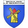 Pegatinas escudo de armas de Moulins-la-Marche adhesivo de la etiqueta engomada