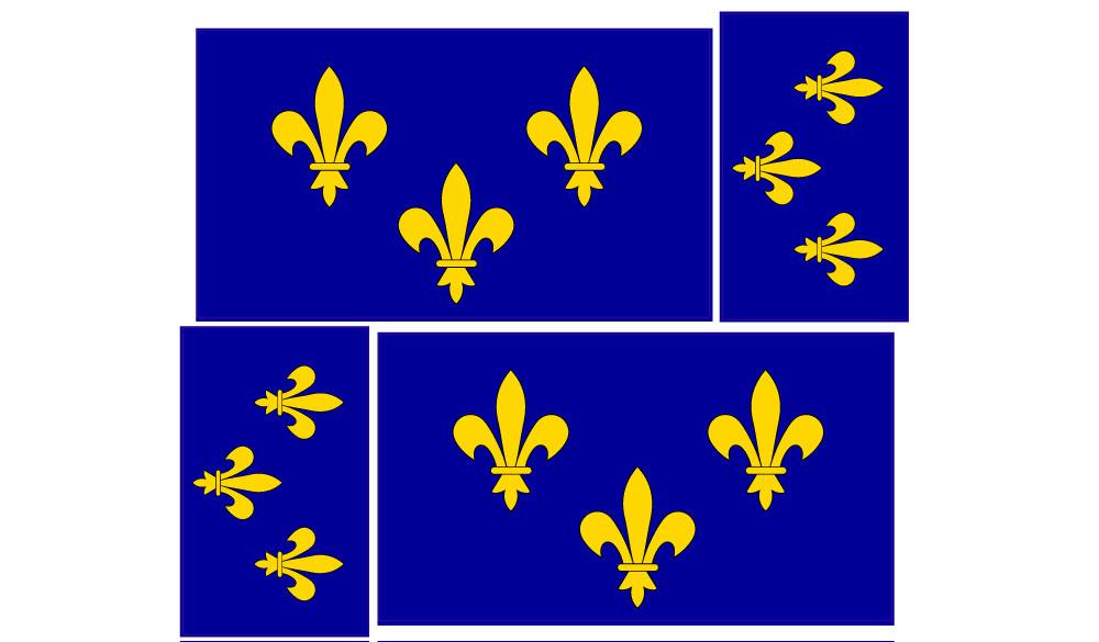 Set de 4 drapeau fleurs de lys jaune symbole royauté drapeau royaume de  France Renaissance autocollant adhésif sticker logo32684