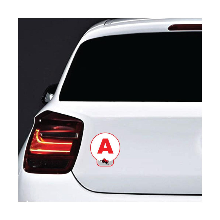 A rouge fantaisie taureau rouge et noir conduite jeune conducteur voiture sticker autocollant logo873