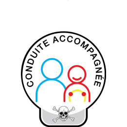 Conduite accompagnée fantaisie tête de mort conduite apprenti jeune conducteur voiture sticker autocollant logo598