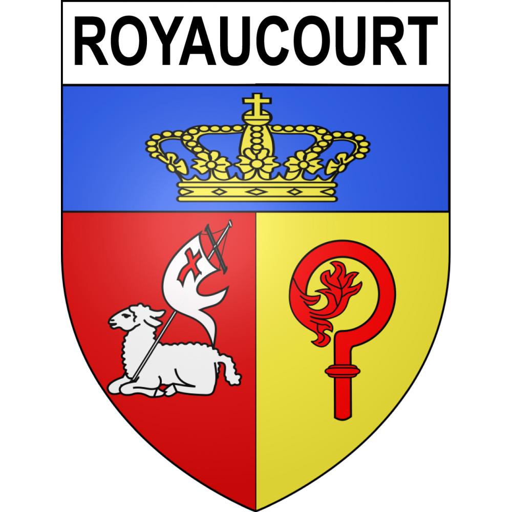 Pegatinas escudo de armas de Royaucourt adhesivo de la etiqueta engomada