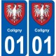 01 Coligny ville autocollant plaque sticker