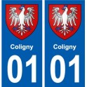 01 Coligny ville autocollant plaque sticker