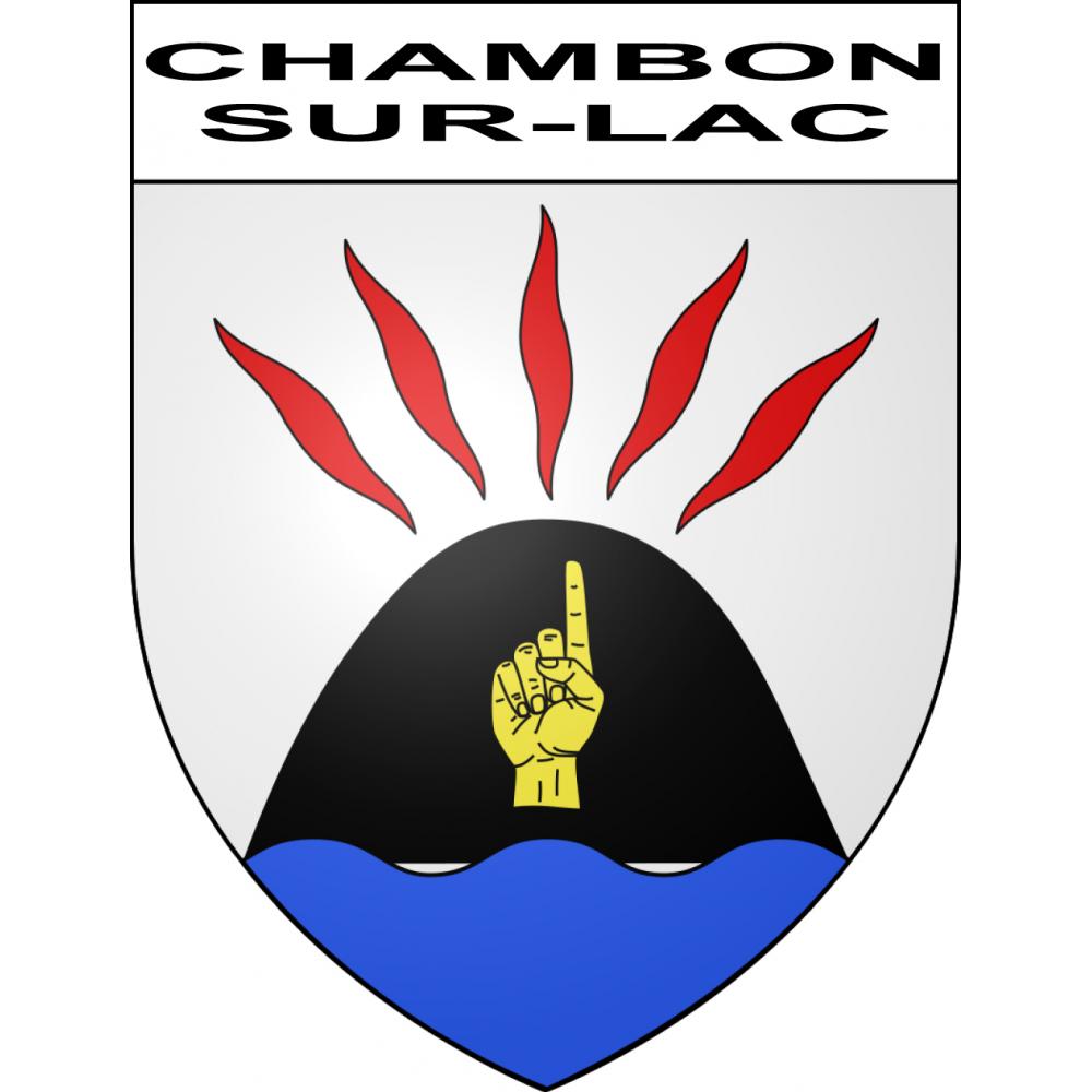 Pegatinas escudo de armas de Chambon-sur-Lac adhesivo de la etiqueta engomada