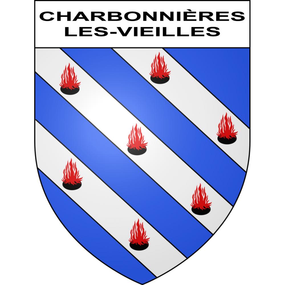 Pegatinas escudo de armas de Charbonnières-les-Vieilles adhesivo de la etiqueta engomada