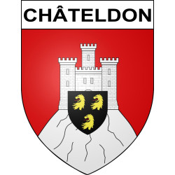 Pegatinas escudo de armas de Châteldon adhesivo de la etiqueta engomada