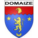 Pegatinas escudo de armas de Domaize adhesivo de la etiqueta engomada