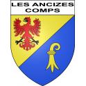 Pegatinas escudo de armas de Les Ancizes-Comps adhesivo de la etiqueta engomada