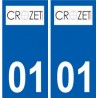01 Crozet logotipo de la ciudad de etiqueta, placa de la etiqueta engomada