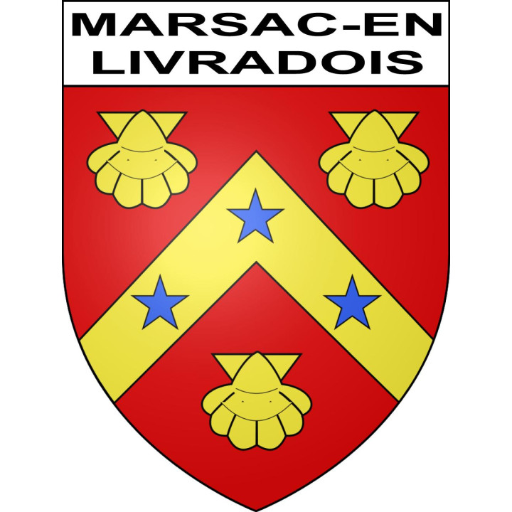 Pegatinas escudo de armas de Marsac-en-Livradois adhesivo de la etiqueta engomada