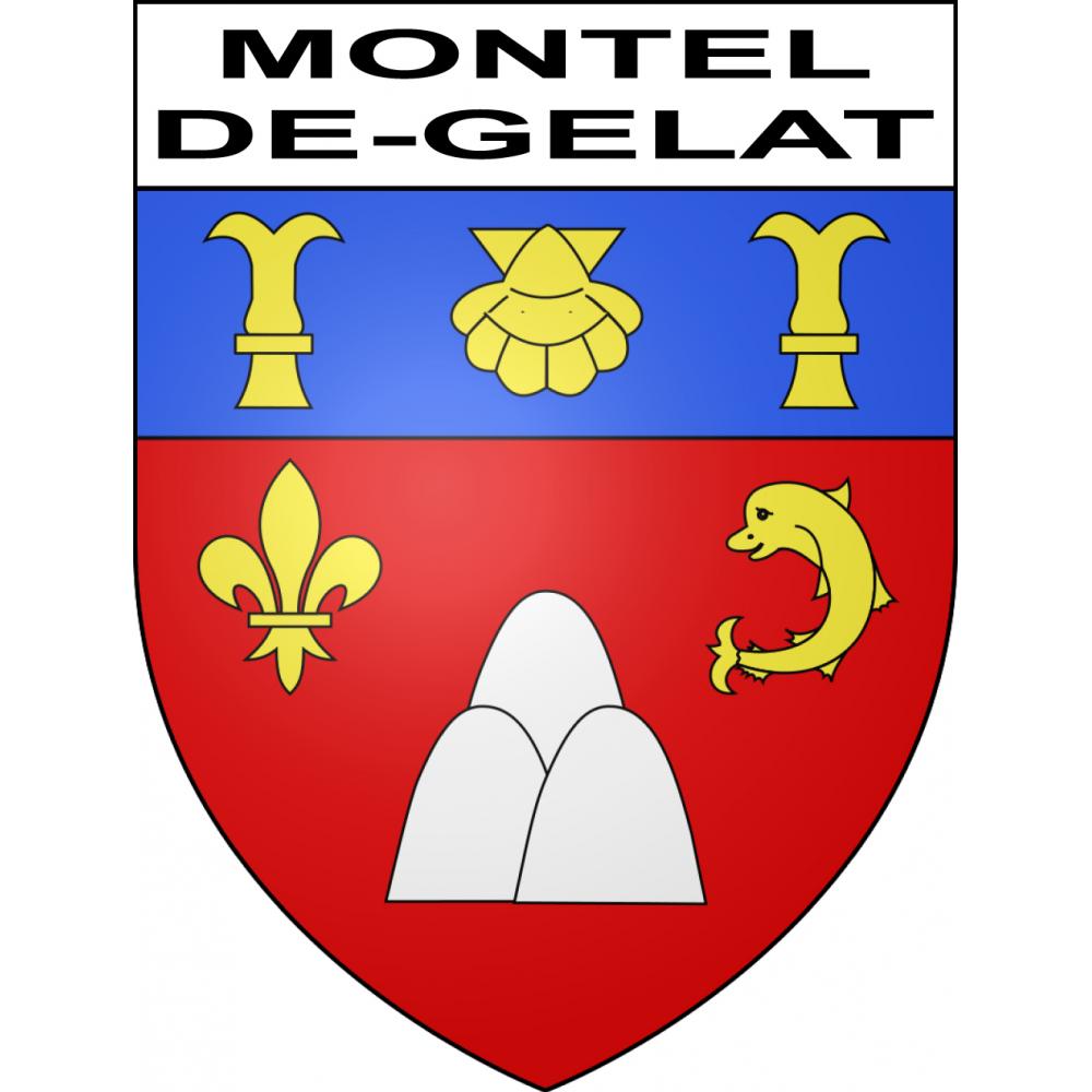 Pegatinas escudo de armas de Montel-de-Gelat adhesivo de la etiqueta engomada