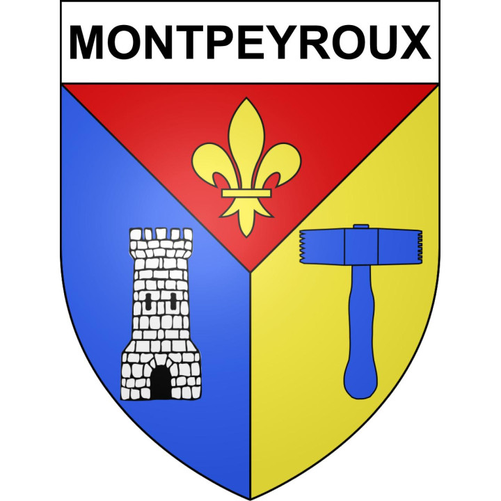 Pegatinas escudo de armas de Montpeyroux adhesivo de la etiqueta engomada