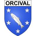 Pegatinas escudo de armas de Orcival adhesivo de la etiqueta engomada