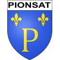 Pegatinas escudo de armas de Pionsat adhesivo de la etiqueta engomada