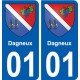 01 Dagneux ville autocollant plaque sticker
