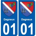 01 Dagneux ville autocollant plaque sticker